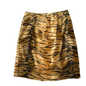 Harvé Benard Faux Fur Tiger Pattern Pencil Skirt Vintage Size 10